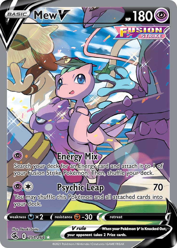 Mew V Pokémon card artwork