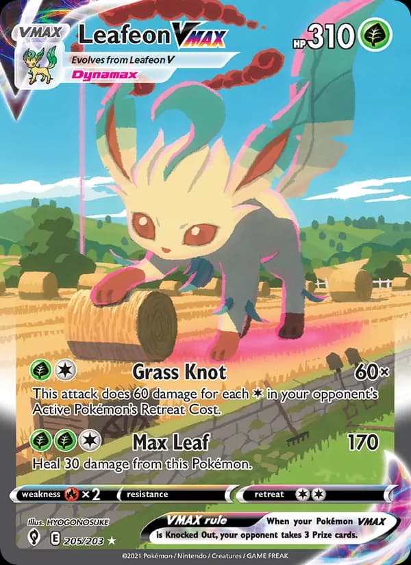 Leafeon VMAX Pokémon card artwork